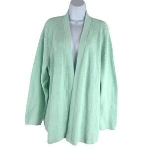 J. Jill Open Front Cardigan Sweater Womens 3X‎ Mint Green Cotton CJ-2174